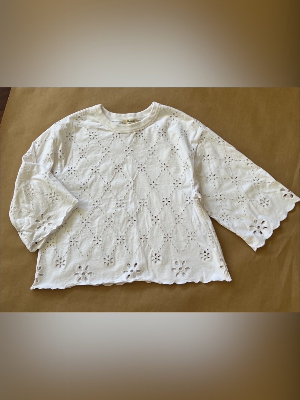 Madewell White Eyelet Short Sleeve Tee